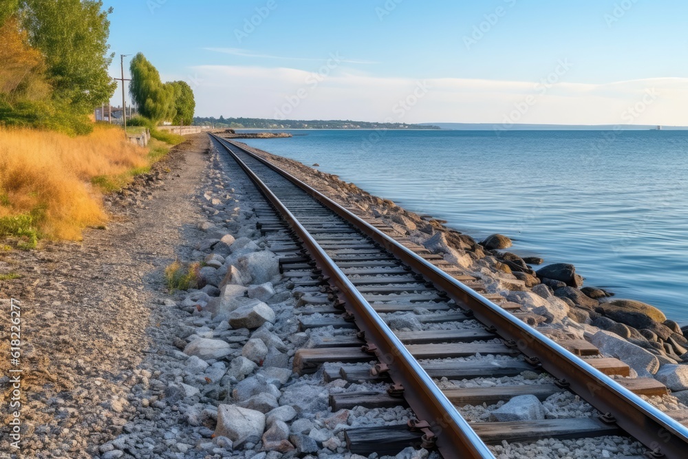 along a railroad on an summer morning AI Generated along a railroad on an summer morning AI Generated