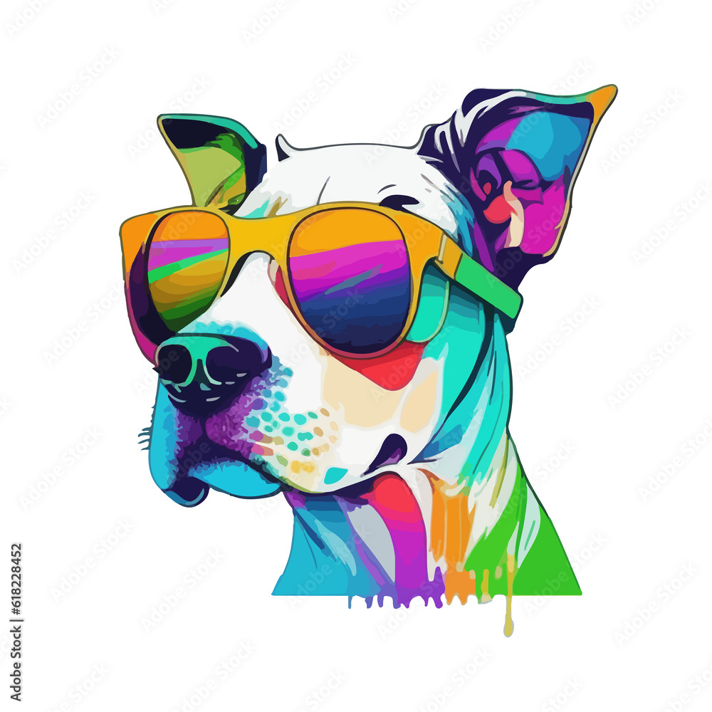 Abstract Canine Chic: Dog Wearing Glasses Splash - A Seamless Design for Veterinary Fashion and Pet Lovers