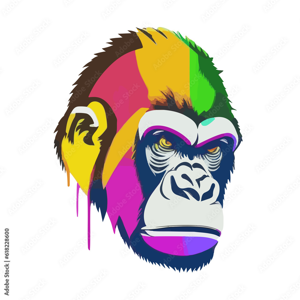 A Colorful Journey with Isolated Illustrations - Unleashing the Creative Strength of Gorillas and Primate Art A Colorful Journey with Isolated Illustrations - Unleashing the Creative Strength of Gorillas and Primate Art