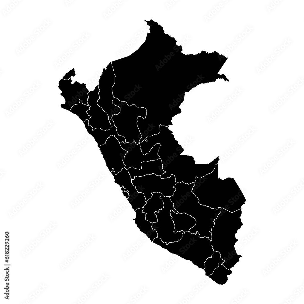 Peru map with departments. Vector Illustration.