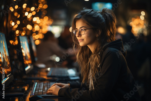 Capturing the Essence of a Multicultural QA Engineer, Meticulously Engaged in Uncovering and Resolving Bugs in Software Code, Preparing for a Flawless Launch. With Determination, a Female Professional
