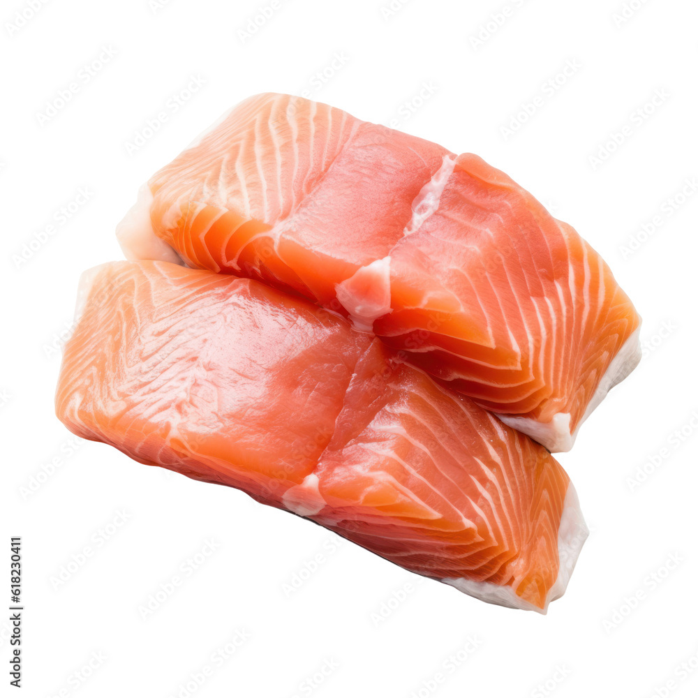 raw salmon fillet isolated on transparent background cutout raw salmon fillet isolated on transparent background cutout