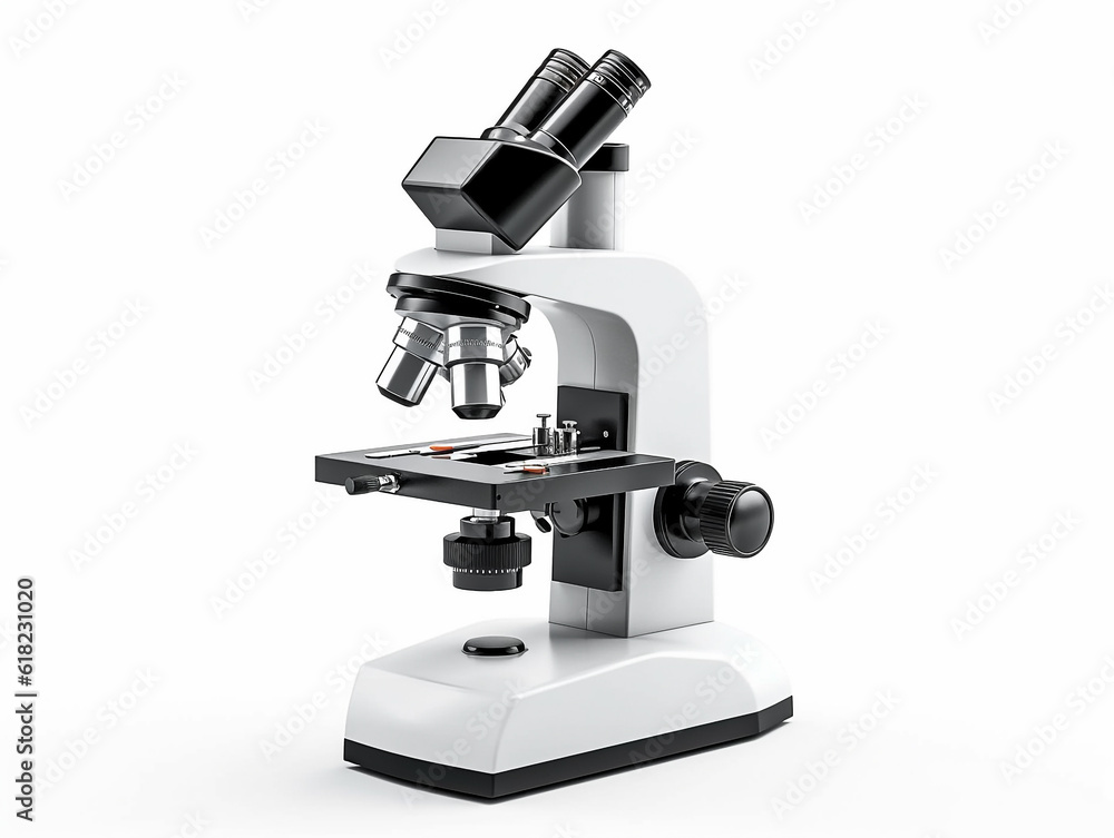 Laboratory Microscope on white background.Generative Ai. Laboratory Microscope on white background.Generative Ai.