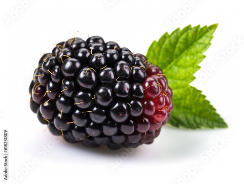 Blackberry fruit isolated on white background.Generative Ai.