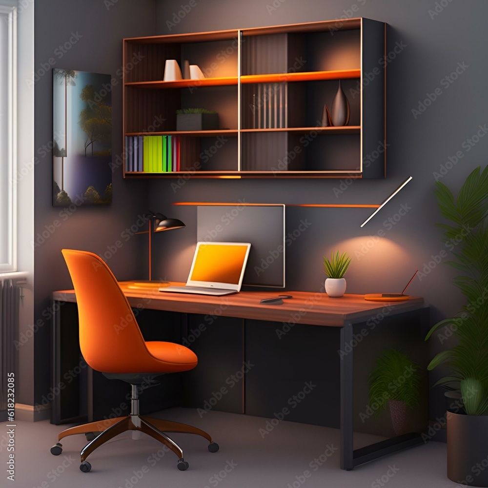 modern office interior with furniture generative Ai