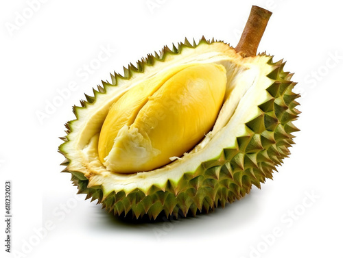 Durian  isolated on white background .Generative Ai.