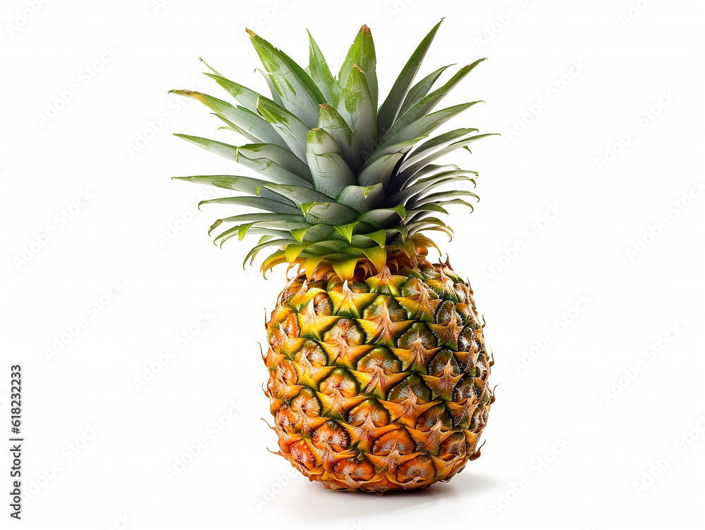 Pineapple fruit isolated on white background.Generative Ai. Pineapple fruit isolated on white background.Generative Ai.