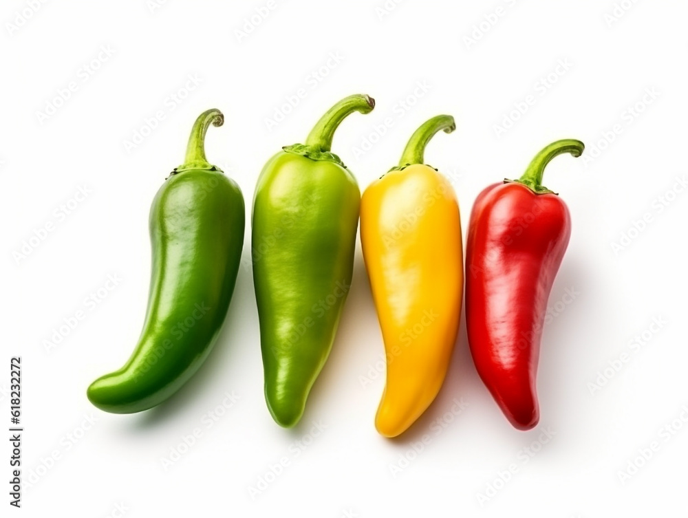 Bell pepper isolated on white background .Generative Ai. Bell pepper isolated on white background .Generative Ai.