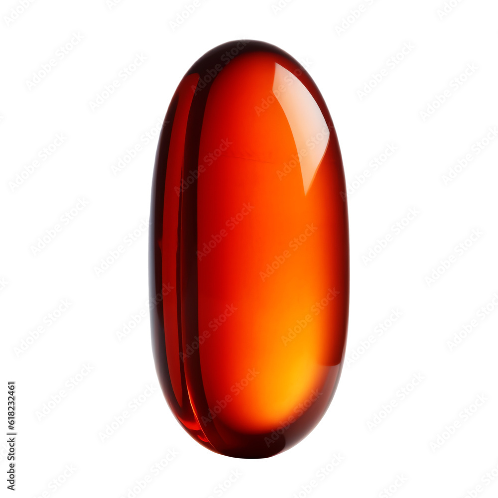 Brown orange gel pill medicine isolated - Generative AI Brown orange gel pill medicine isolated - Generative AI