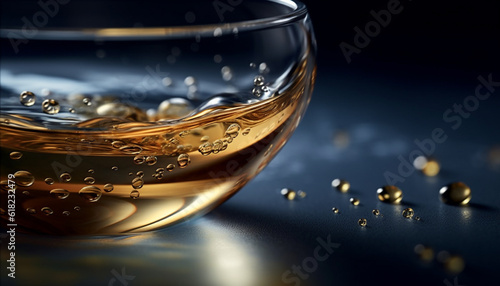 A luxurious celebration with gold whiskey pouring generated by AI