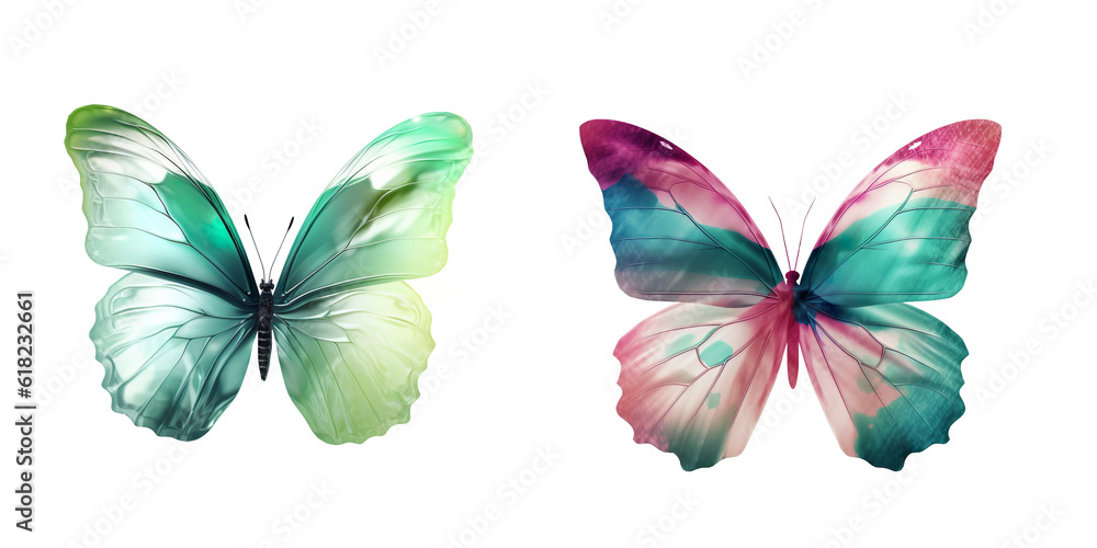 Obraz premium watercolor set of fantasy butterfly, ai generated