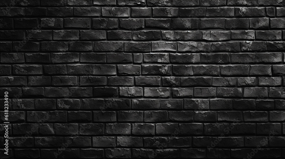 Black brick wall.Generative Ai.