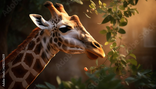 Spotted giraffe in the African wilderness, beautiful generated by AI