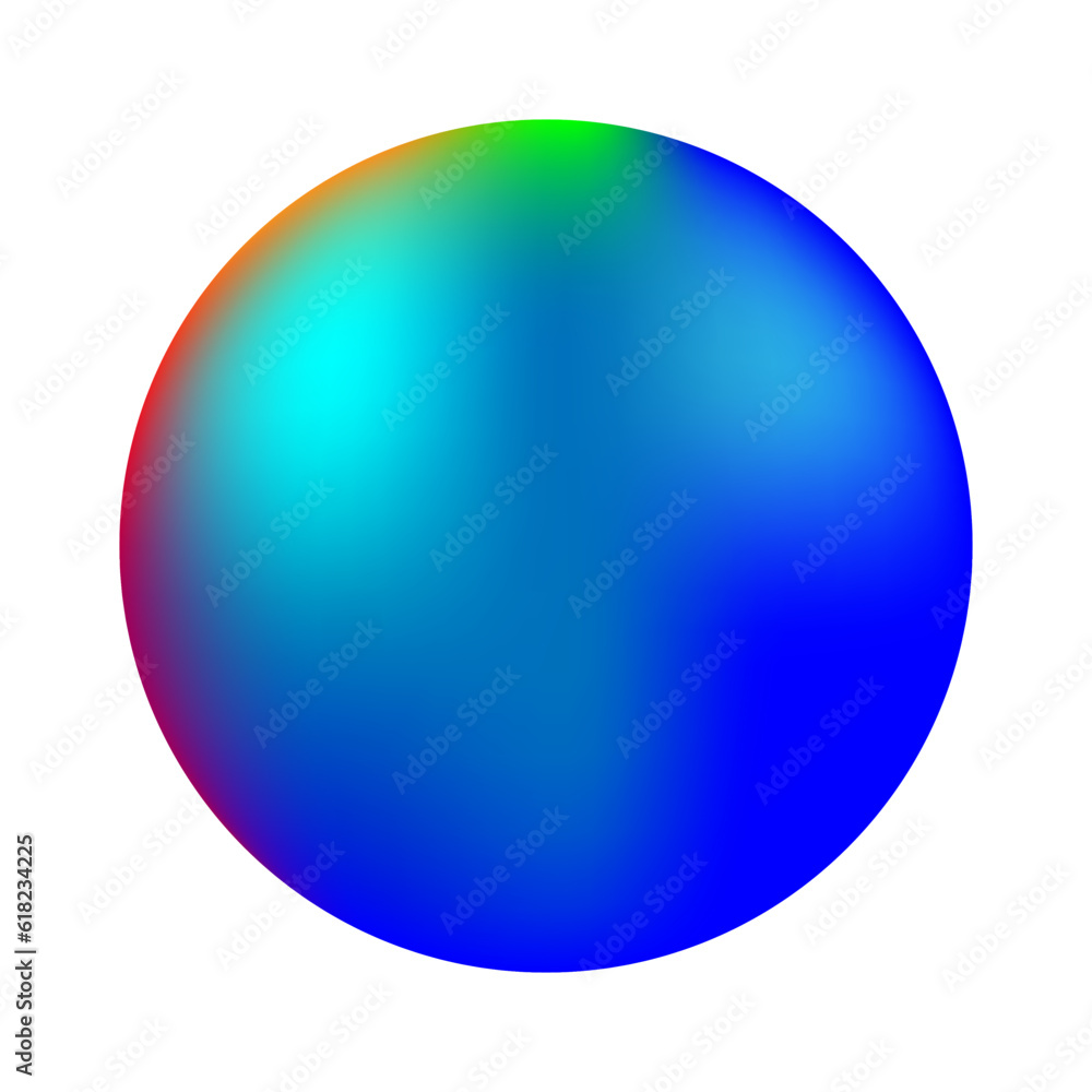 holographic texture on a ball, white background, gradient, abstraction