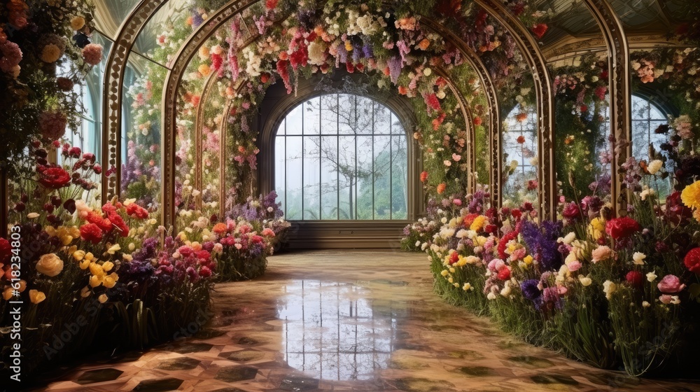 Elegant Floral Interior Room Wall Backdrop Elegant Floral Interior Room Wall Backdrop