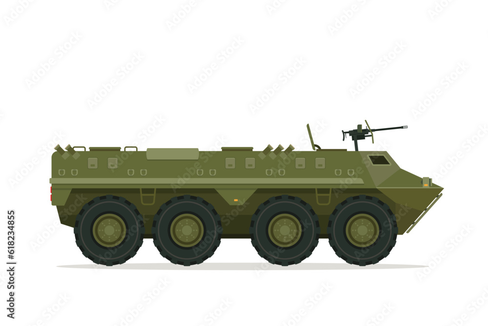 Armored personnel carrier. Vector element flat style illustration. Side view. Isolated APC on white. Military Vehicle Armored personnel carrier. Vector element flat style illustration. Side view. Isolated APC on white. Military Vehicle