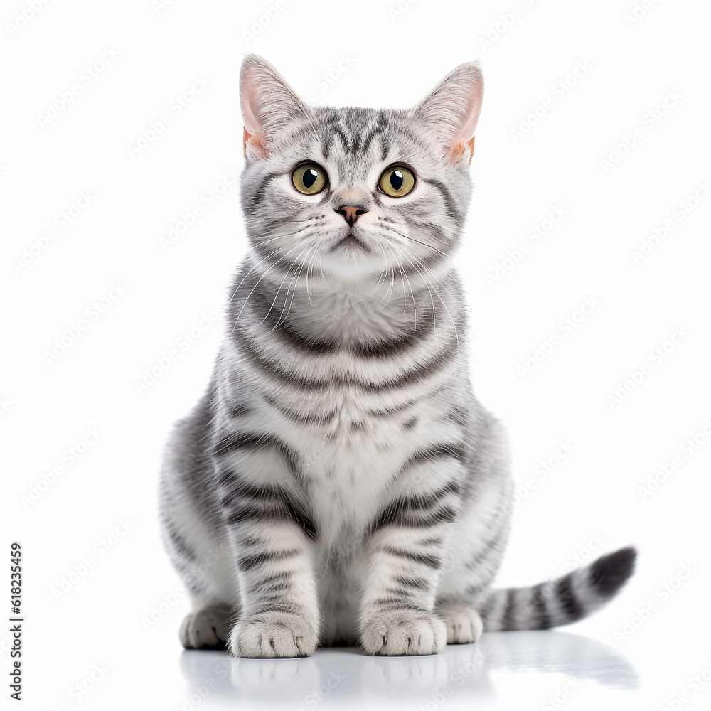 Obraz premium American Shorthair cat on white background.Generative Ai.
