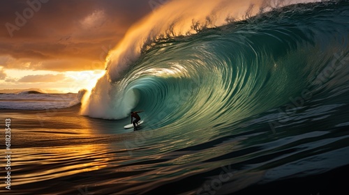 Surfer surfing a massive wave © twilight mist