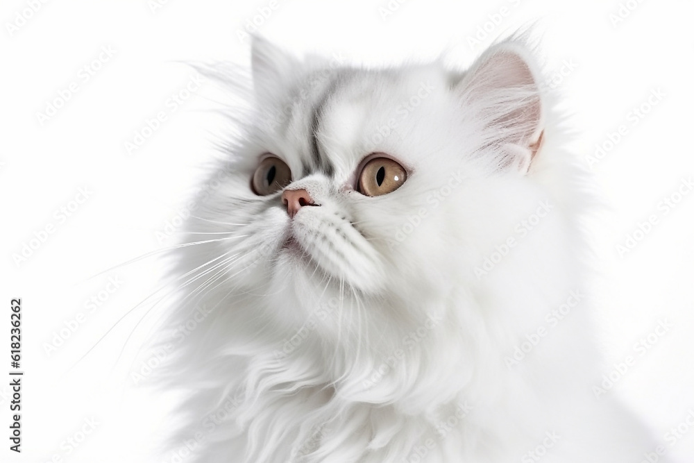 Persian cat on white background.Generative Ai.