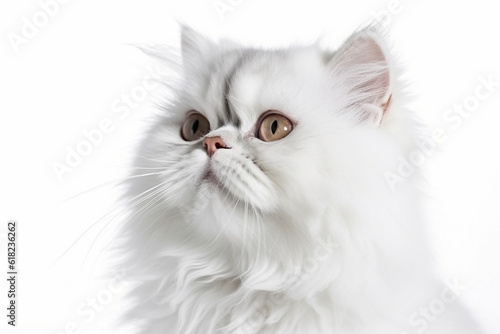 Persian cat on white background.Generative Ai.