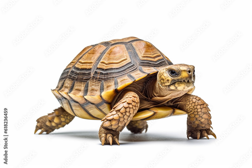 Tortoise on white background.Generative Ai.