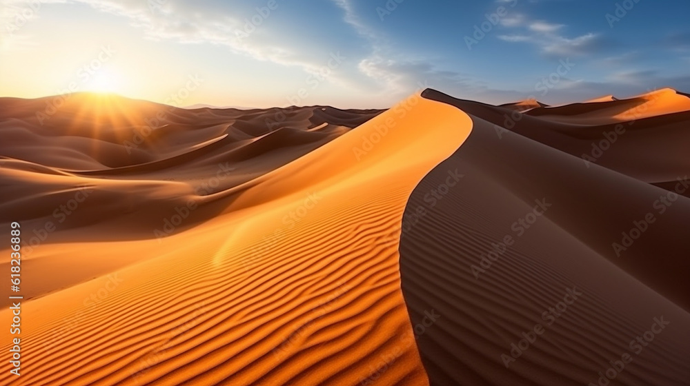 Beautiful Sand dunes in the Sahara Desert .Generative Ai. - obrazy, fototapety, plakaty 