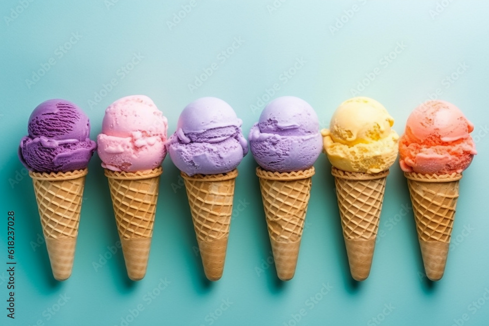 ice cream on color background.Generative Ai. ice cream on color background.Generative Ai.