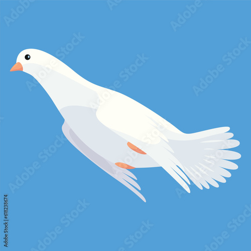 Pigeon animation. Bird motion wings in heaven. Flying migratory pigeon, cartoon vector illustration. Bird dove animation element