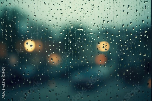Raindrops on Glass Window