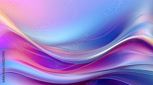 Chrome Holographic Fluid Abstract Design Background - Modern Illustration with Futuristic Neon Touches: Generative AI