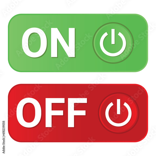 Set Power On Off Switch Button Slider, On and Off Slider, Shutdown Symbol, Slider On Off Push Button, 3D Realistic Glossy And Shiny Glowing Energy Icons Vector Illustration