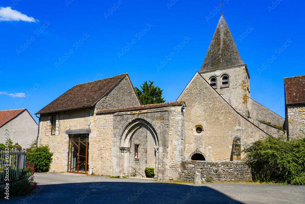 Church of Saint Gault in Yèvre le Châtel, a medieval village located in the French department of Loiret, Centre Val de Loire, France