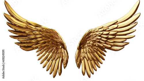 Golden wings isolated on transparent background