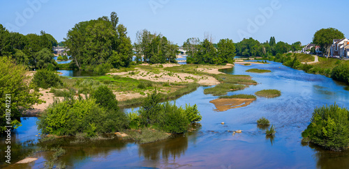 Small sand island in the Loire river in Orléans in the French department of Loiret, Centre-Val de Loire, France photo