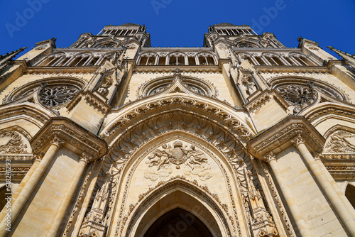 Facade of the Orléans Cathedral of Sainte Croix ("Holy Cross") in the French department of Loiret in the Center of France