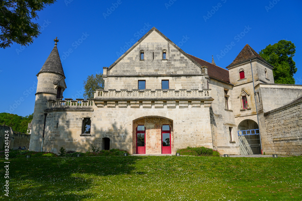 Stately home on the grounds of the Castle of Septmonts in Aisne, Picardie, France - Built in the 14th century, this medieval tower was used both for military and residential purposes