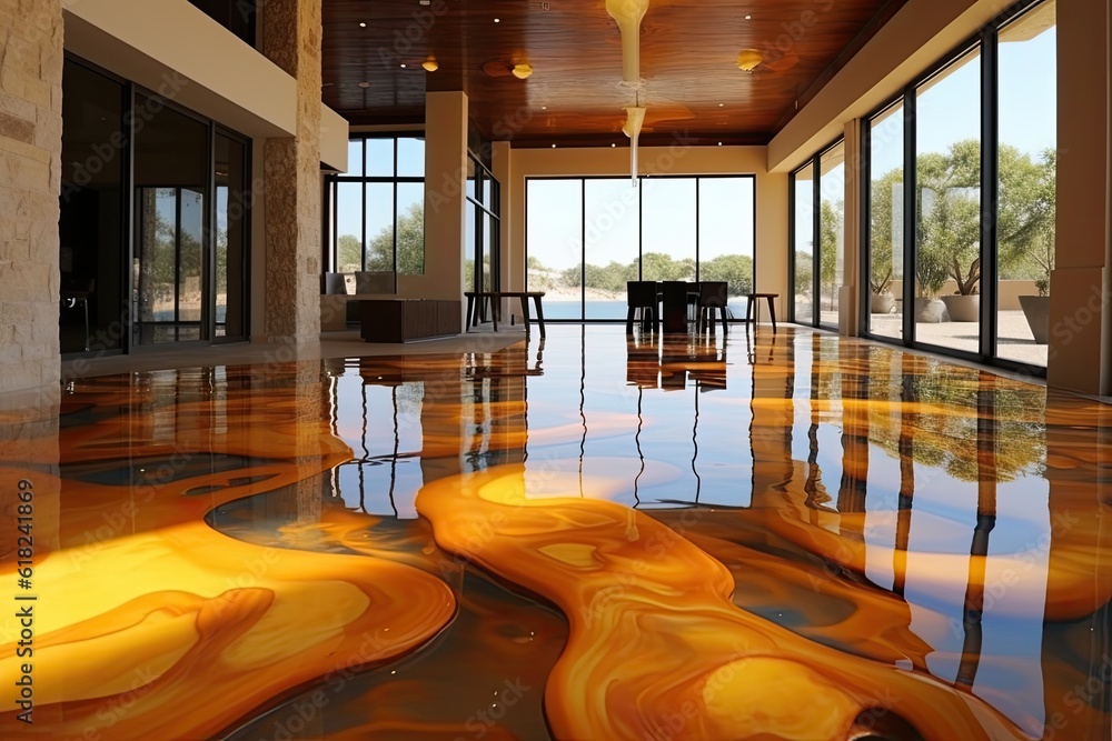 Obraz na plátně Not at all an ordinary epoxy floor that attracts all the attention in the apartment