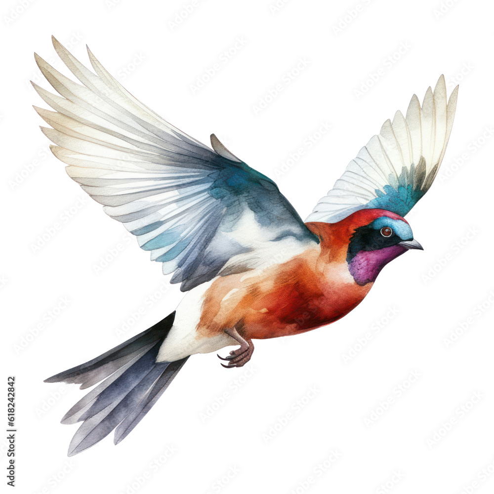 Fototapeta premium bird of paradise watercolor isolated on transparent background cutout