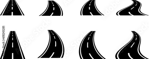 道路のイラストのバリエーションセット