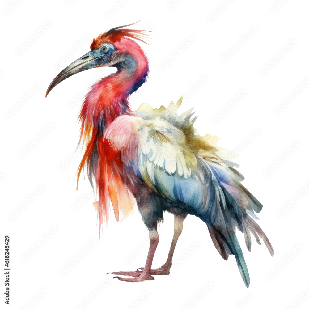 red crowned crane watercolor isolated on transparent background cutout red crowned crane watercolor isolated on transparent background cutout