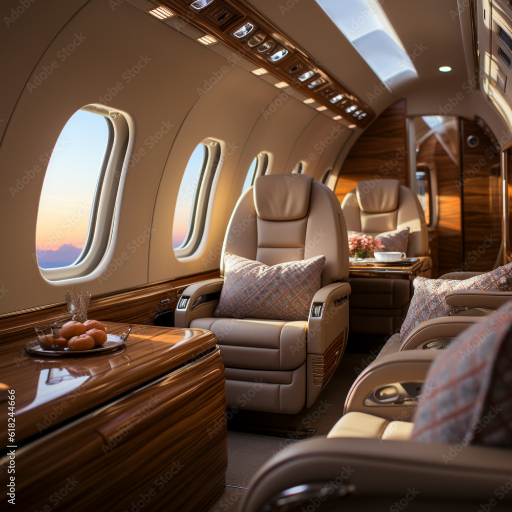 Fototapeta premium private flying by rich people and business people in their own planes for vacation and luxury and business, ai generated