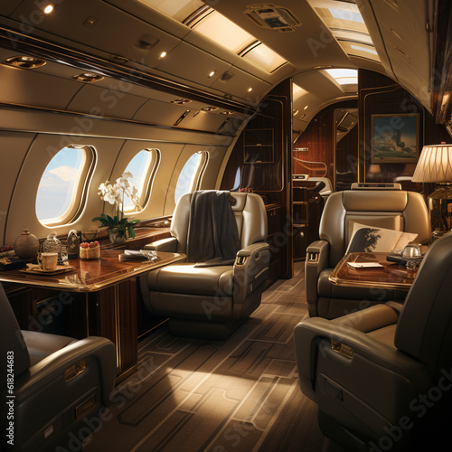 private flying by rich people and business people in their own planes for vacation and luxury and business, ai generated © David Brown