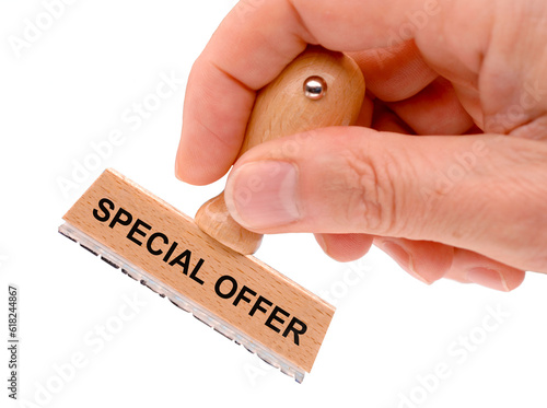 special offer printed on rubber stamp isolated over transparent background