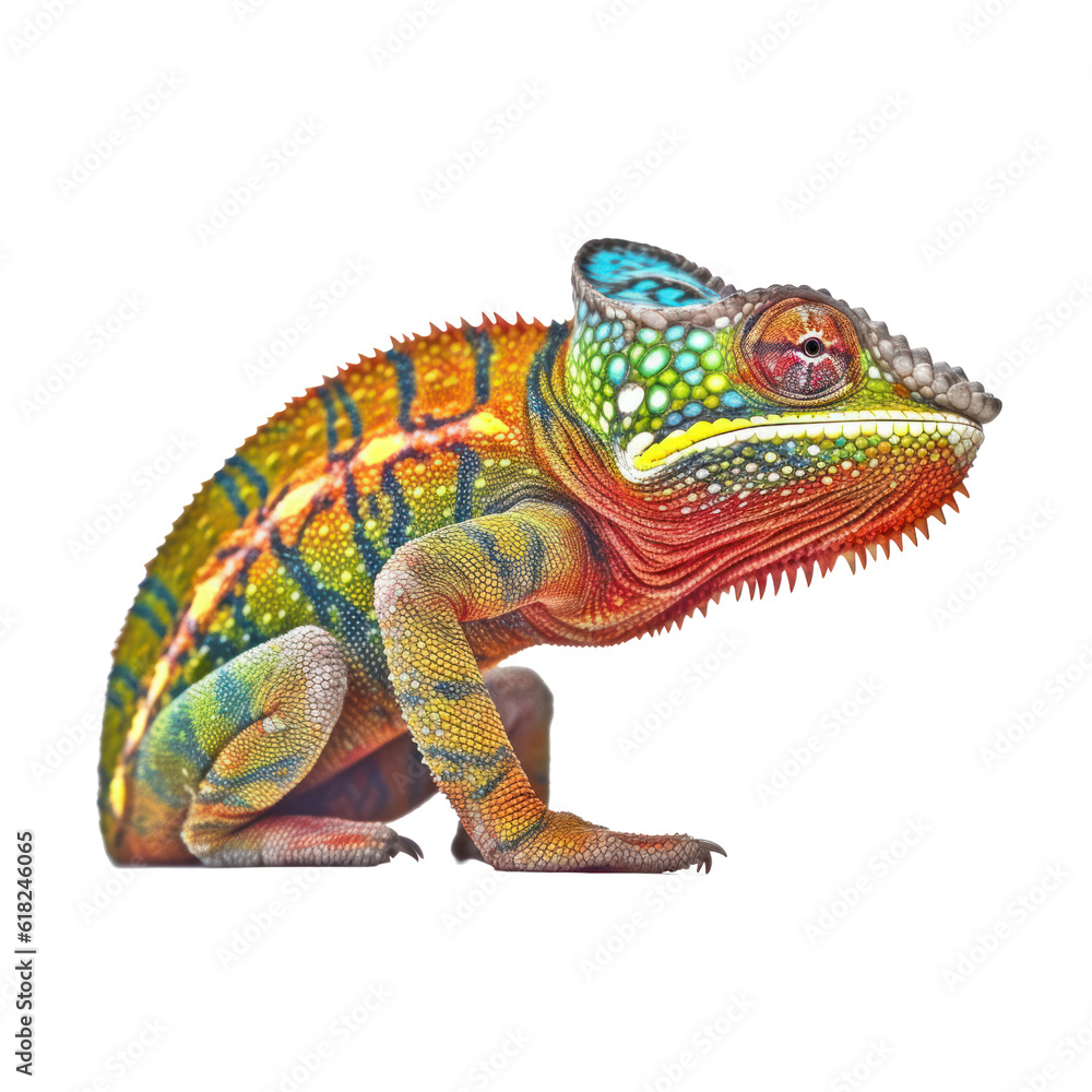 Fototapeta premium chameleon isolated on transparent background cutout
