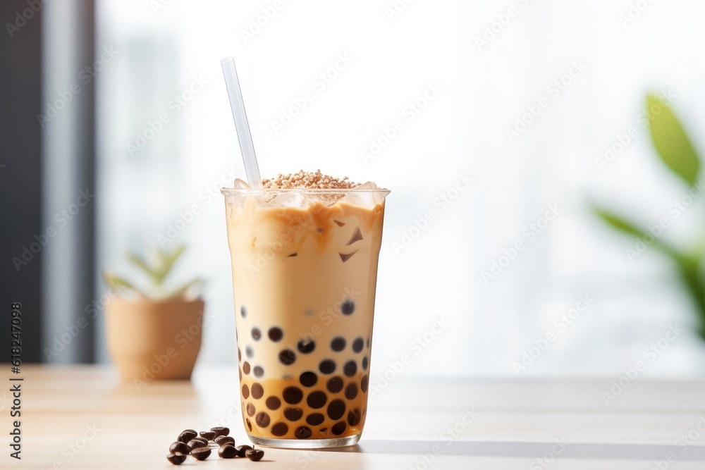 Bubble tea with tapioca balls, AI Generative Bubble tea with tapioca balls, AI Generative