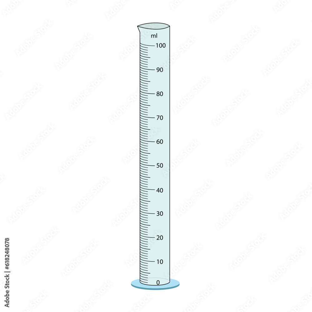 Measuring cylinder. Vector illustration. Cylinder graduated tube vector glass chemistry measuring volume. Measuring the volume of the beaker. Measuring activity. Graduated Cylinder Measuring cylinder. Vector illustration. Cylinder graduated tube vector glass chemistry measuring volume. Measuring the volume of the beaker. Measuring activity. Graduated Cylinder