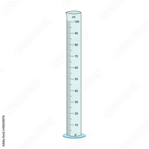  Measuring cylinder. Vector illustration. Cylinder graduated tube vector glass chemistry measuring volume. Measuring the volume of the beaker. Measuring activity. Graduated Cylinder