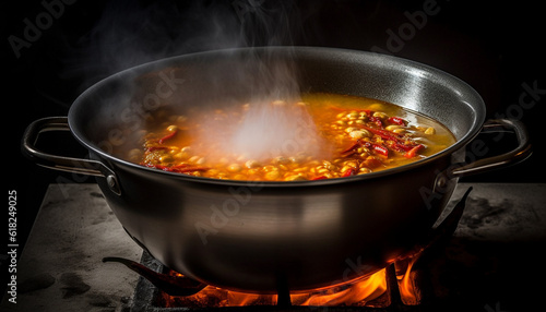 Healthy stew cooked on stove with vegetables generated by AI