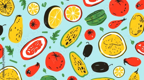 Abstract Art of Fruits Graphic Wallpaper