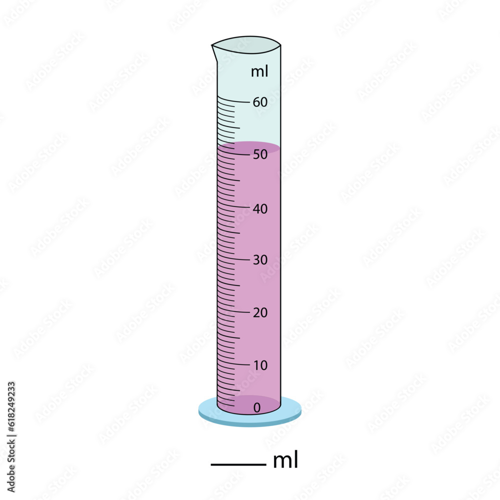Measuring cylinder. Vector illustration. Cylinder graduated tube vector glass chemistry measuring volume. Measuring the volume of the beaker. Measuring activity. Graduated Cylinder Measuring cylinder. Vector illustration. Cylinder graduated tube vector glass chemistry measuring volume. Measuring the volume of the beaker. Measuring activity. Graduated Cylinder
